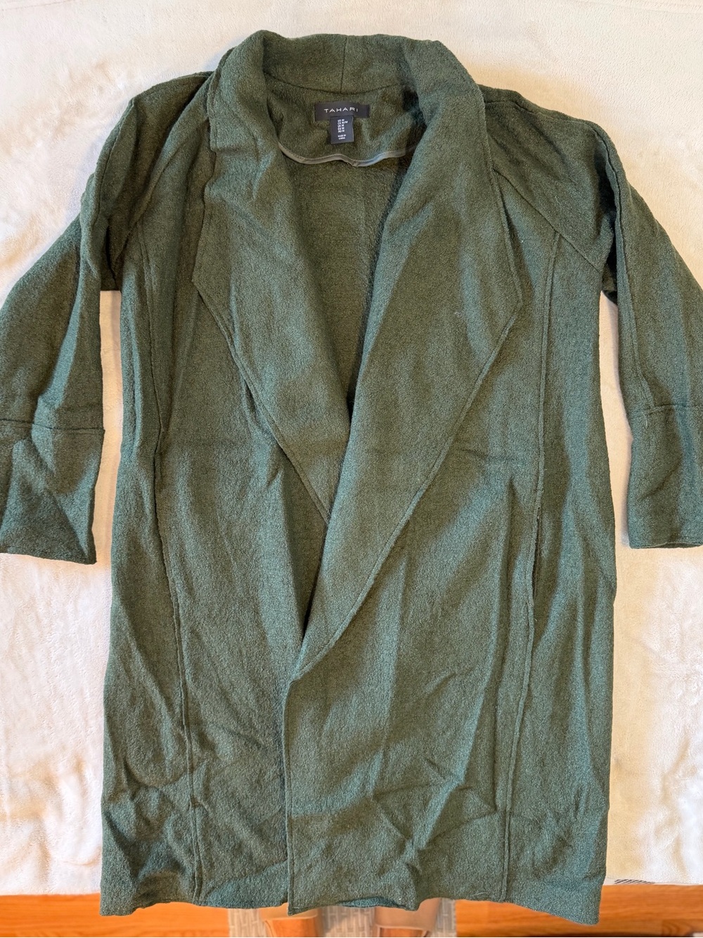 Tahari Women’s Olive Open-Front Draped Cardigan
